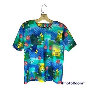 Colorful Susan Graver  vintage 2 piece blouse set size medium